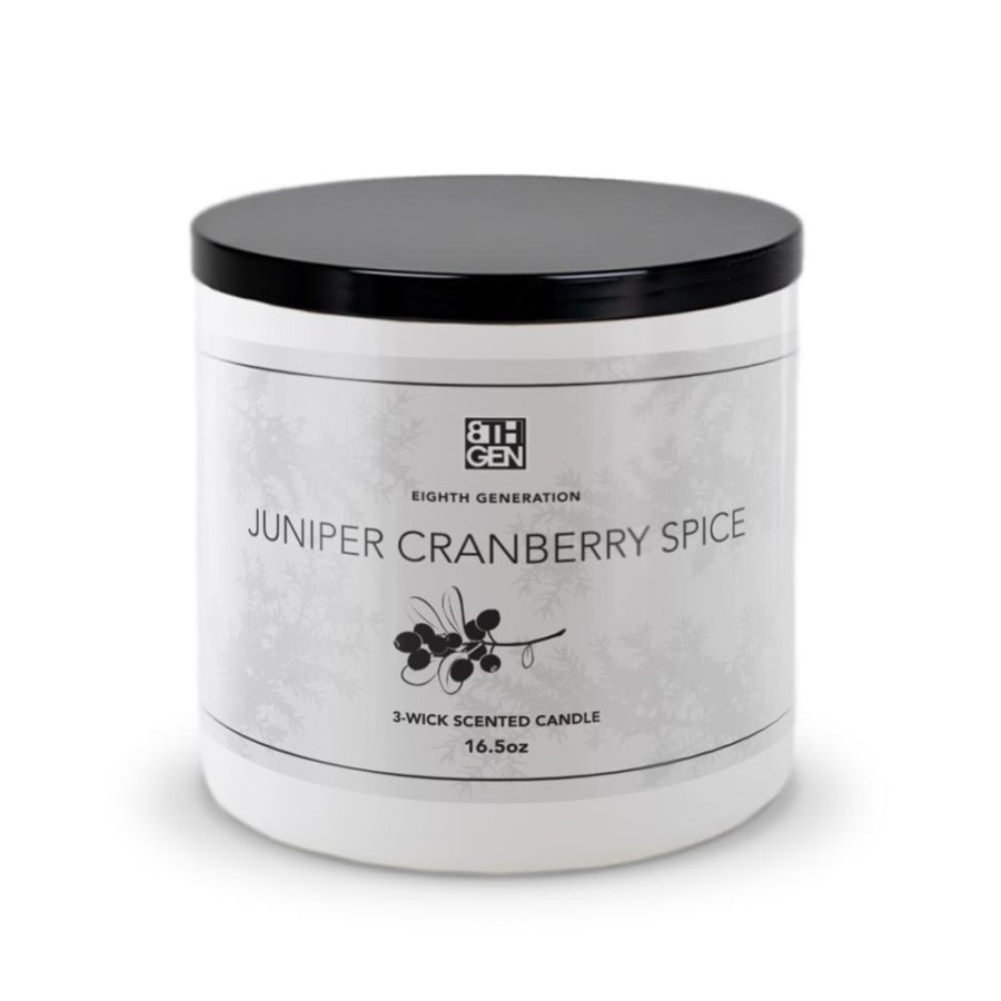 Christmas Decor & Gifts Eighth Generation  Juniper Cranberry Spice Candle  – 3 Wick ~ Ruthlifeshop